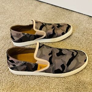 Olukai Women's Pehuea Pa'i Slip On Sneakers Soft beige Ke Au Camo Size 11